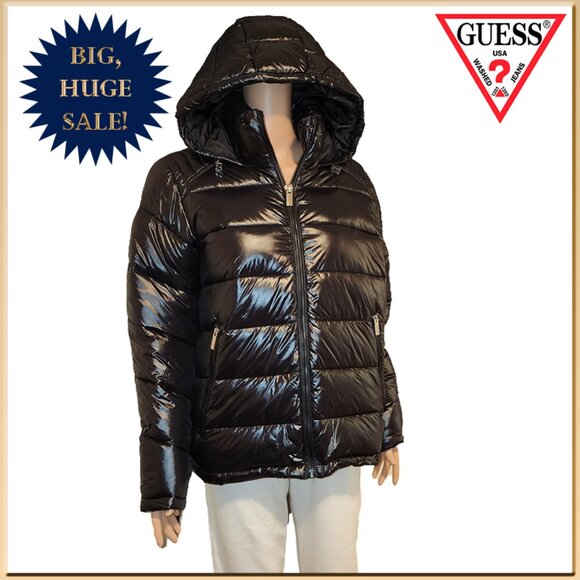 Guess Jackets & Blazers - Guess Women's Hooded Puffer Coat Black, Size Large
